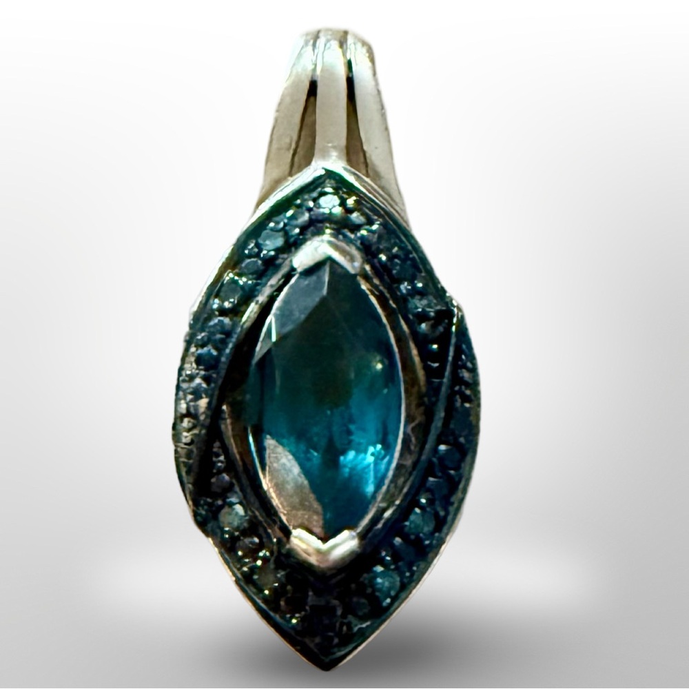 Sterling Silver And Dark London Blue Topaz Pendant